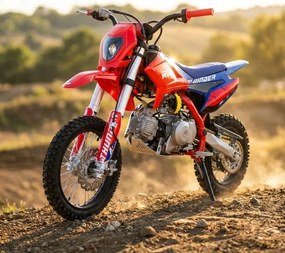 MOTO Crianças MINICROSS Gasolina semi-automático 110CC Thunder 14"/12" arranque elétrico e pedal Vermelha