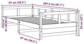 Sofá-cama 90x200 cm madeira de pinho maciça castanho cera