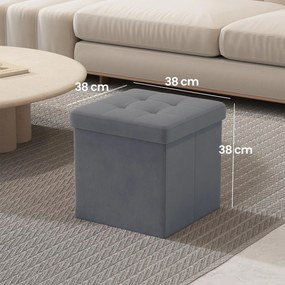 Banco com espaço de arrumação em veludo 38 x 38 x 38 cm cinzento ardósia