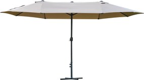 Outsunny Guarda-sol de jardim XXL com base em cruz guarda-sol grande tamanho 4,6L x 2,7l x 2,4H cm abertura fecho manivela aço poliéster alta densidade café | Aosom Portugal