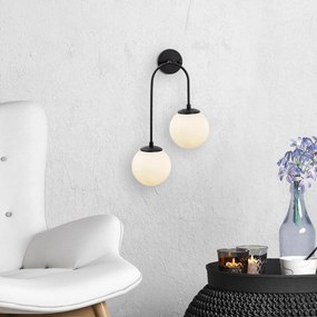 Candeeiro de Parede Jewel – Preto e Branco – 30 x 24 cm