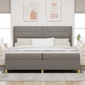 vidaXL Cama Box com Colchão Taupe, 200x200 cm, Tecido