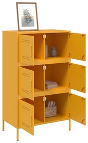 Aparador alto 68x39x113 cm aço amarelo mostarda