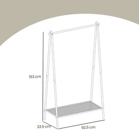 Cabide guarda roupa de 33,5 x 92,5 x 153 cm branco
