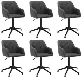 vidaXL Cadeiras de jantar giratórias 6 pcs tecido cinzento-escuro