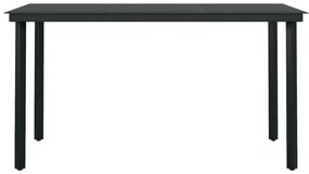 5 pcs conjunto de jantar jardim com almofadões cinzento/preto