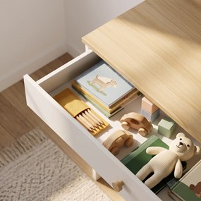 Secretária Infantil com Prateleira (CADEIRA NÃO INCLUIDA), 3 Compartimentos e Gaveta – Mesa de Estudo 80x50x100 cm, Branco, 3-8 Anos