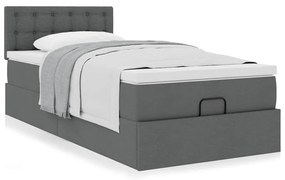 Estrutura cama otomana colchão 90x190 cm tecido cinzento escuro