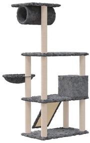 Árvore p/ gatos c/ postes arranhadores sisal 131cm cinza-escuro
