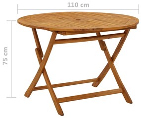 Mesa de jardim dobrável 110 cm madeira de acácia maciça
