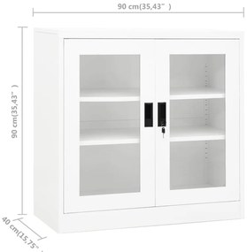 Armário de escritório 90x40x90 cm aço branco