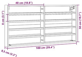 Armário vitrine 100x8,5x50cm derivados de madeira cinza cimento