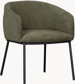 Cadeira de jantar em bouclé com braços e pernas de metal Leon