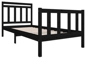 Estrutura de cama solteiro 90x190 cm madeira maciça preto