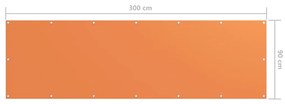 Tela de varanda 90x300 cm tecido Oxford laranja