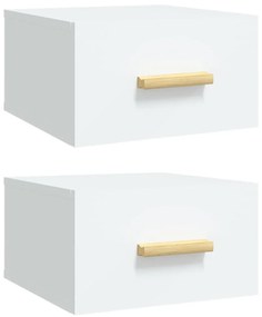 Mesas de cabeceira montagem na parede 2 pcs 35x35x20 cm branco