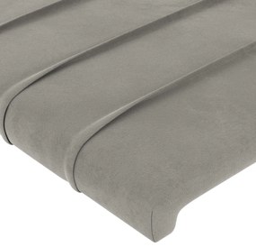 Cabeceira cama c/ luzes LED veludo 103x16x118/128cm cinza-claro