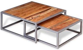 Conjunto de mesas de centro 2 pcs madeira de acácia maciça