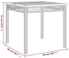 3 pcs conjunto de jantar p/ jardim com almofadões vime PE bege