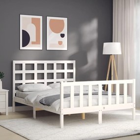 Cama sem colchão 140x200 cm madeira de pinho maciça branco