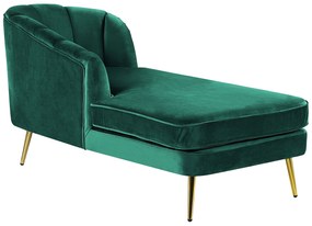 Chaise-longue em veludo verde esmeralda versão à direita ALLIER Beliani