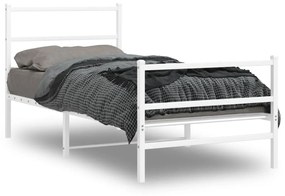 Estrutura de cama com cabeceira e pés 90x190 cm metal branco