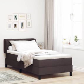 Cama Box Spring com Colchão VidaXL Marrom Escuro 90x190 cm Tecido