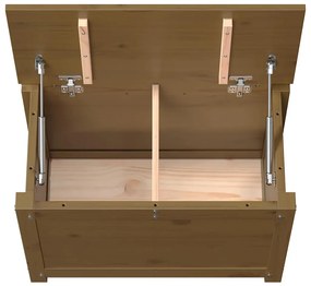 Caixa de arrumação 60x32x45,5 cm pinho maciço castanho-mel