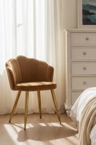 Cadeira Blume Gold Veludo - Castanho Claro