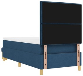 Cama Box Spring com Colchão e Banco Azul 90x200 cm Tecido