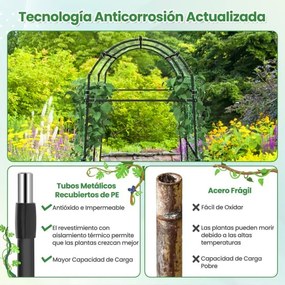 Arco de jardim com treliça para plantas trepadeiras Estrutura metálica revestida a PE para videiras, flores e legumes 181 x 110-160 x 230 cm Preto e V