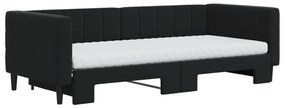 Sofá-cama com gavetão e colchões 90x200 cm veludo preto