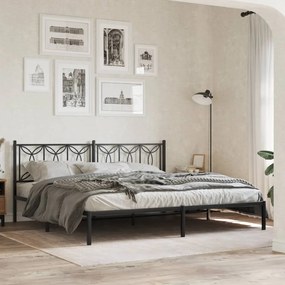 Estrutura de cama com cabeceira 200x200 cm metal preto