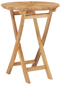 vidaXL Mesa de jardim dobrável Ø 60 cm madeira de teca maciça