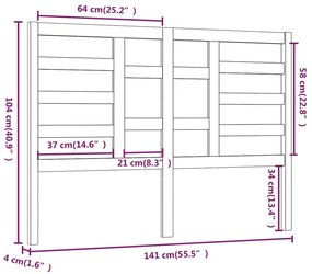 Cabeceira de cama 141x4x104 cm pinho maciço cinzento