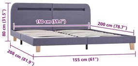 Estrutura de cama com LED sem colchão 150x200 cm tecido
