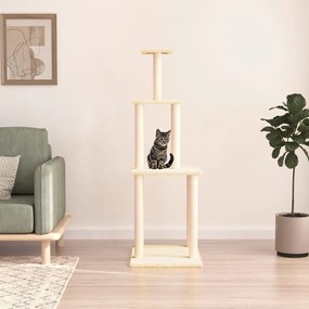 Árvore para gatos c/ postes arranhadores sisal 149 cm cor creme