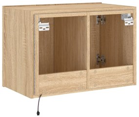 Móvel de parede p/ TV c/ luzes LED 60x35x41 cm carvalho sonoma