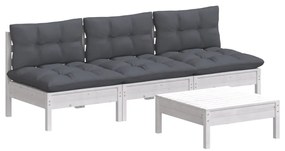 4 pcs conj. lounge de jardim com almofadões antracite pinho