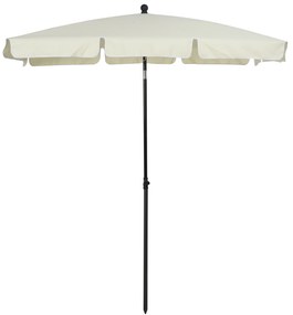 Outsunny Chapéu de Sol Retangular de Jardim 198x130x240cm Chapéu de Sol de Alumínio com Função de Inclinação para Terraço Pátio Exterior Creme