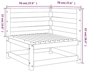Sofás de canto p/ jardim 2 pcs 70x70x67 cm pinho maciço