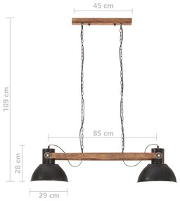 Candeeiro suspenso industrial 25 W 109 cm E27 preto