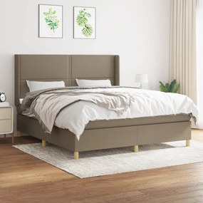 vidaXL Cama com molas/colchão 160x200 cm tecido castanho-acinzentado