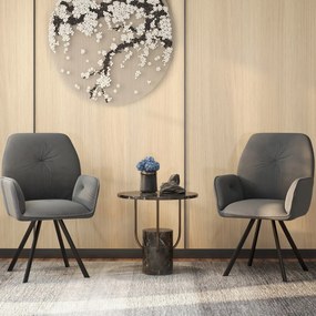 Conjunto de 2 Cadeiras giratórias com pernas de metal e almofadas antiderrapantes 63 x 59 x 87 cm Cinzento