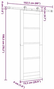 Porta Deslizante vidaXL com Conjunto de Ferragens 'ORKDAL'73.5x198.5 c