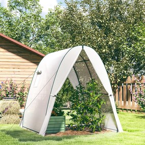 Estufa de jardim 1,8 x 1,8 x 2 m com portas enroláveis e janelas amplas, estufa tipo túnel, branca