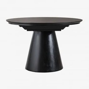 Mesa De Jantar Extensível 120-160x120 Cm Em Mdf E Folha De Carvalho Montana Preto Claro - Sklum
