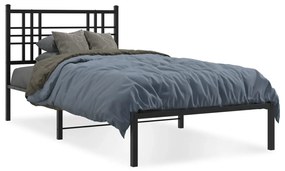 vidaXL Estrutura de cama com cabeceira 100x190 cm metal preto