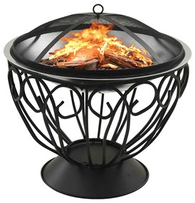 vidaXL Braseira e barbecue 2-em-1 atiçador 59x59x60cm aço inoxidável