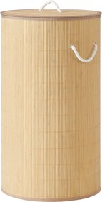Cesto da roupa suja com tampa, 90 L, cesto de bambu natural